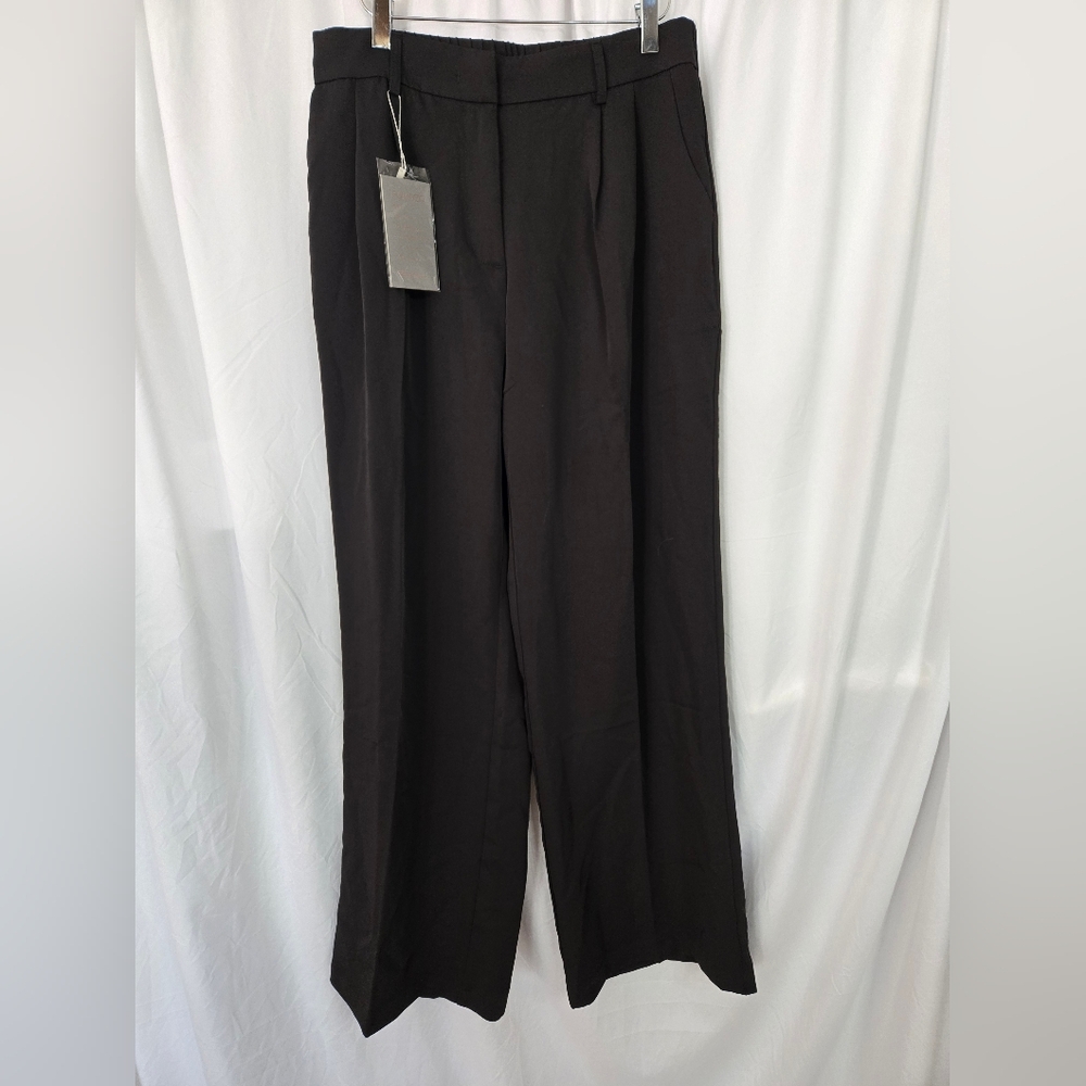 Funyyzo Black Trousers Wide Leg Size L